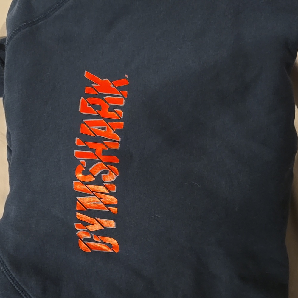 Gymshark Navy Blue Hoodie Sweatshirt Large Spellout Logo